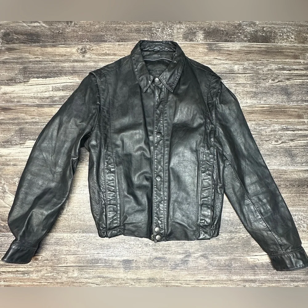Vintage Reed Sportswear Leather Jacket - Men's Black Jacket
